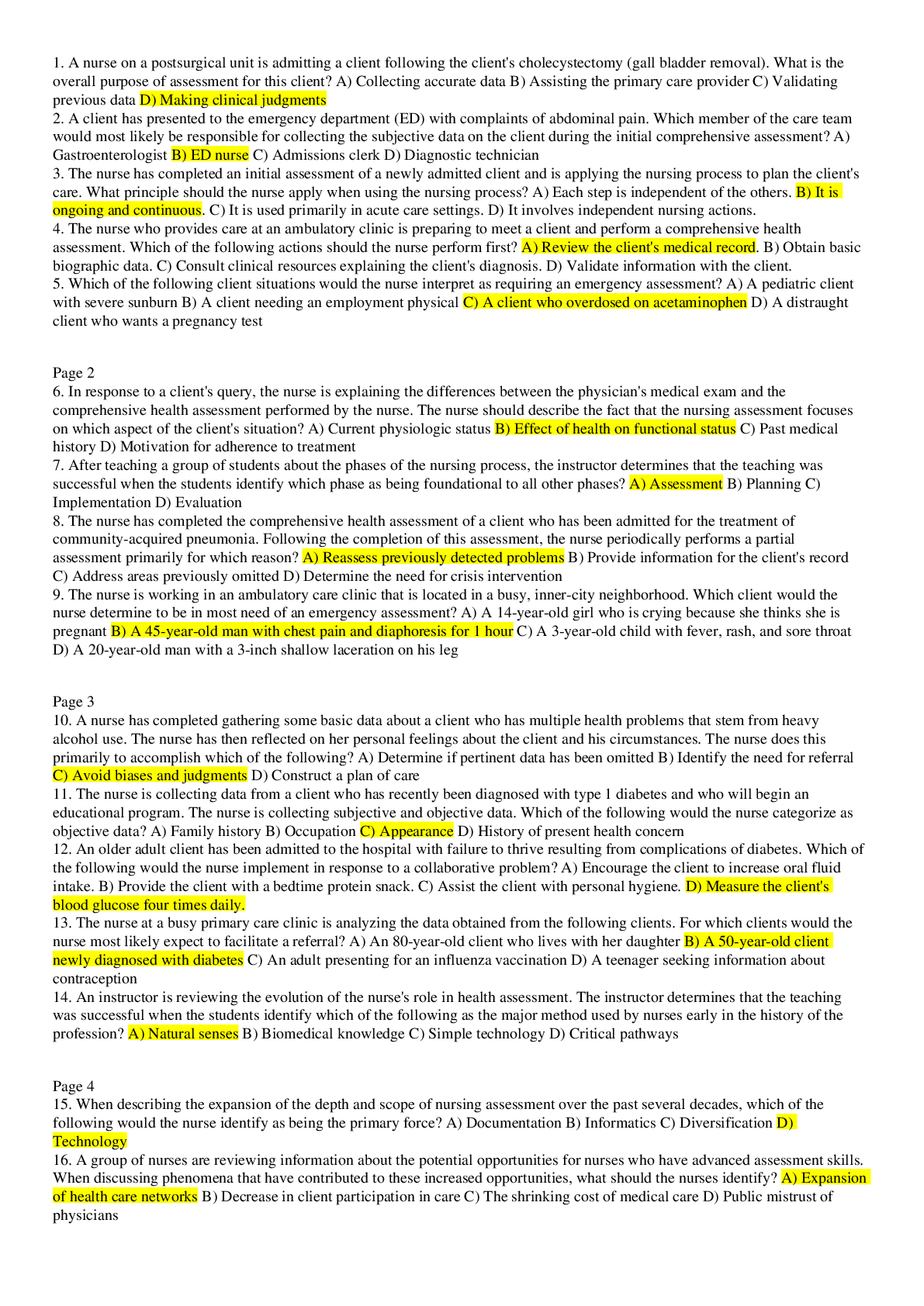 Preview of NURS 4455 Quiz 1, Study Guide Material Questions and Answers with Explanations (latest Upd
